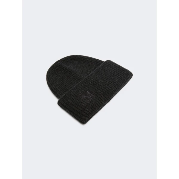 Max Mara Retina Ribbed Cashmere Beanie in Dark Grey | Hats | Luxury Shoes 