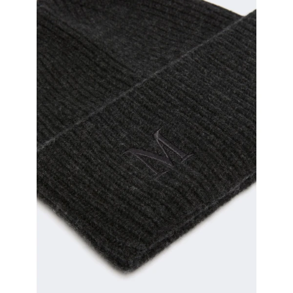 Max Mara Retina Ribbed Cashmere Beanie in Dark Grey | Hats | Luxury Shoes 