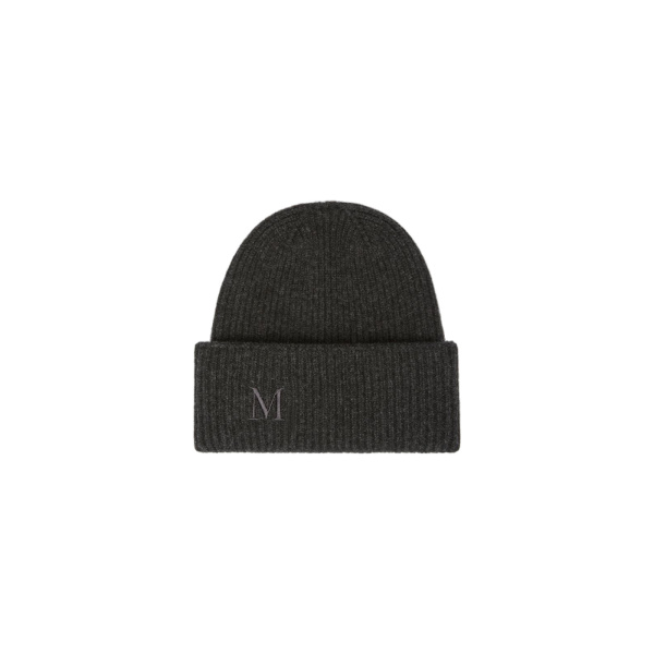 Max Mara Retina Ribbed Cashmere Beanie in Dark Grey | Hats | Luxury Shoes 