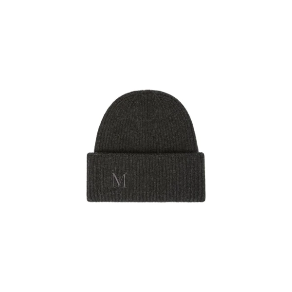 Max Mara Retina Ribbed Cashmere Beanie in Dark Grey | Hats | Luxury Shoes 