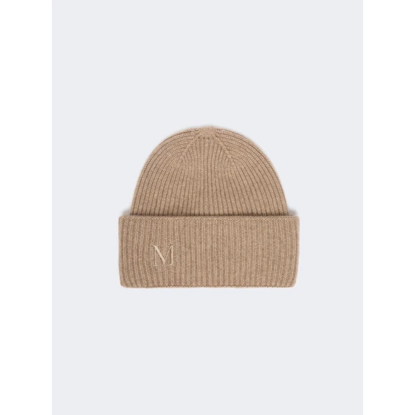 Max Mara Retina Ribbed Cashmere Beanie in Hazelnut Brown | Hats | Luxury Shoes 