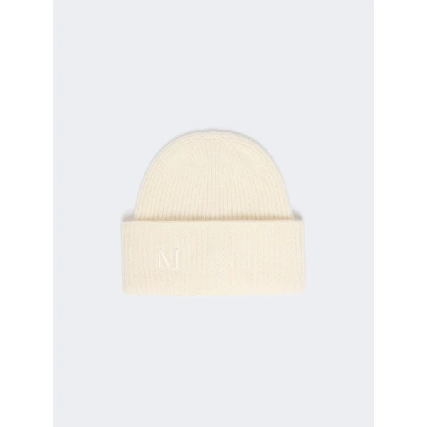 Max Mara Retina Ribbed Cashmere Beanie in Ivory | Hats | Luxury Shoes 
