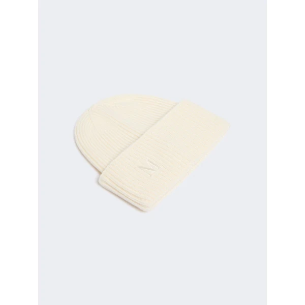 Max Mara Retina Ribbed Cashmere Beanie in Ivory | Hats | Luxury Shoes 