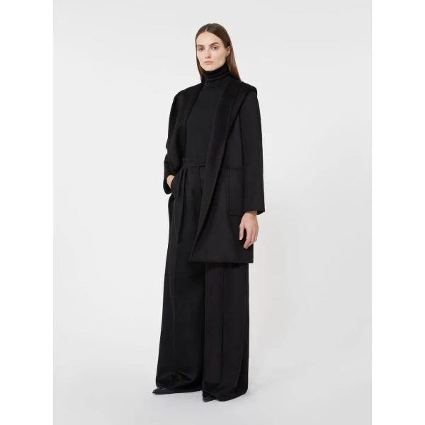 Max Mara Rialto Camel Robe Coat in Black | Wool Coat | Luxury Shoes 