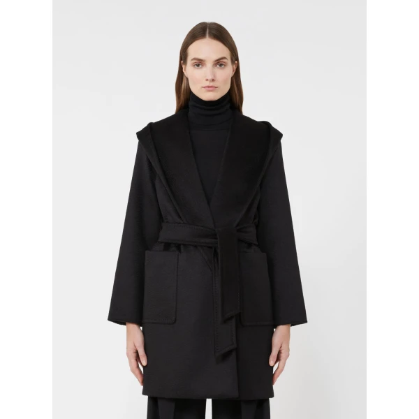 Max Mara Rialto Camel Robe Coat in Black | Wool Coat | Luxury Shoes 