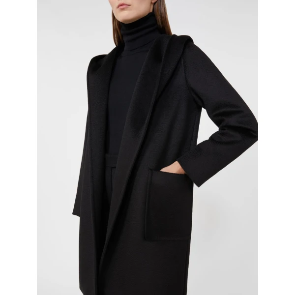 Max Mara Rialto Camel Robe Coat in Black | Wool Coat | Luxury Shoes 