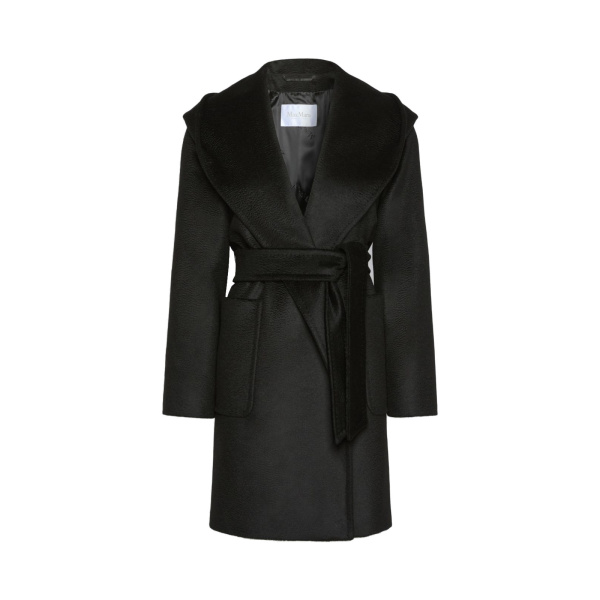 Max Mara Rialto Camel Robe Coat in Black | Wool Coat | Luxury Shoes 