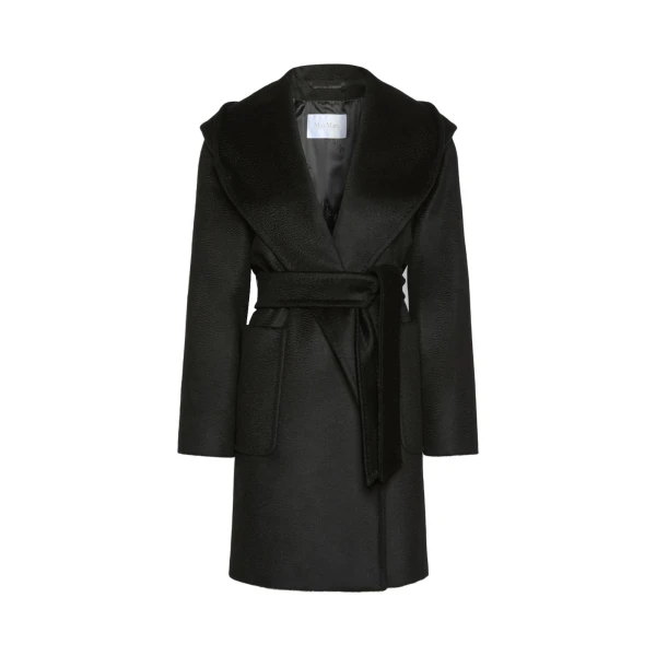 Max Mara Rialto Camel Robe Coat in Black | Wool Coat | Luxury Shoes 