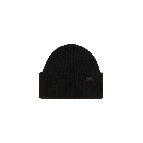 Max Mara Ribbed Wool Beanie in Black | Hats | Luxury Shoes 