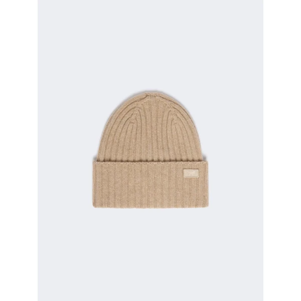 Max Mara Ribbed Wool Beanie in Caramel | Hats | Luxury Shoes 