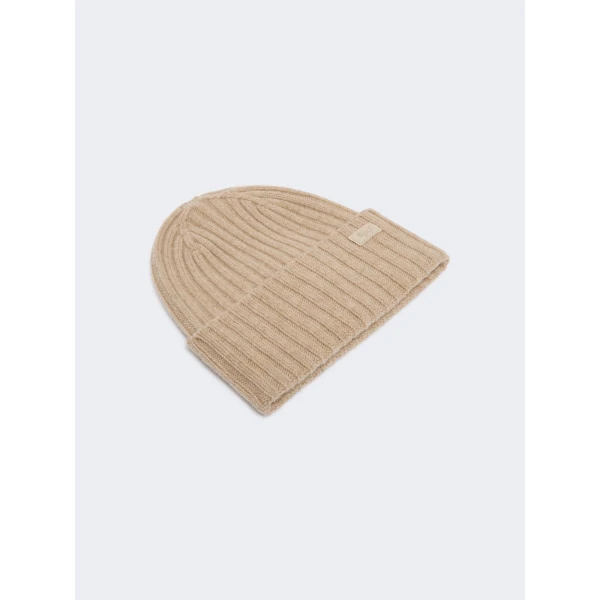 Max Mara Ribbed Wool Beanie in Caramel | Hats | Luxury Shoes 
