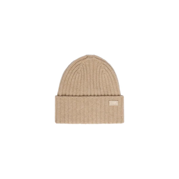 Max Mara Ribbed Wool Beanie in Caramel | Hats | Luxury Shoes 