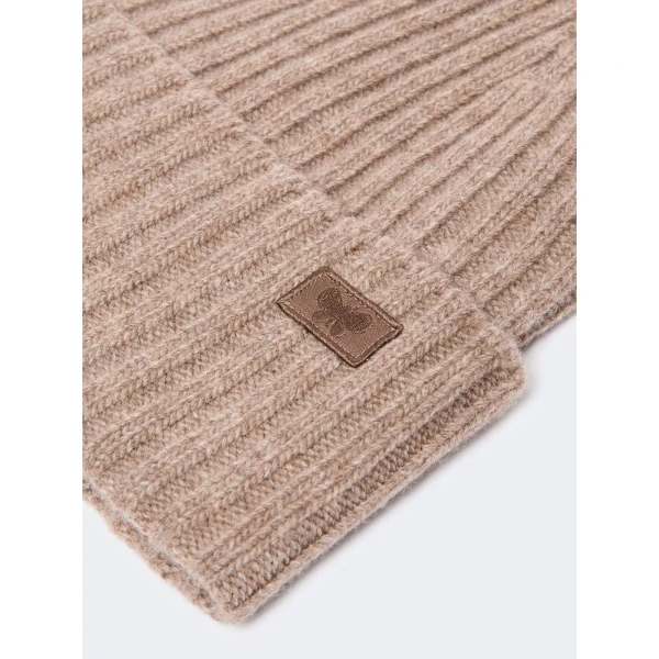 Max Mara Ribbed Wool Beanie in Turtledove | Hats | Luxury Shoes 