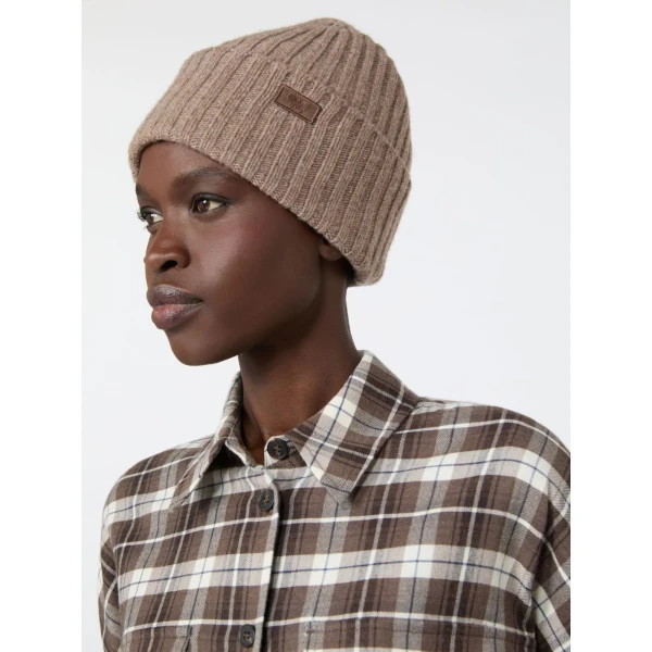 Max Mara Ribbed Wool Beanie in Turtledove | Hats | Luxury Shoes 