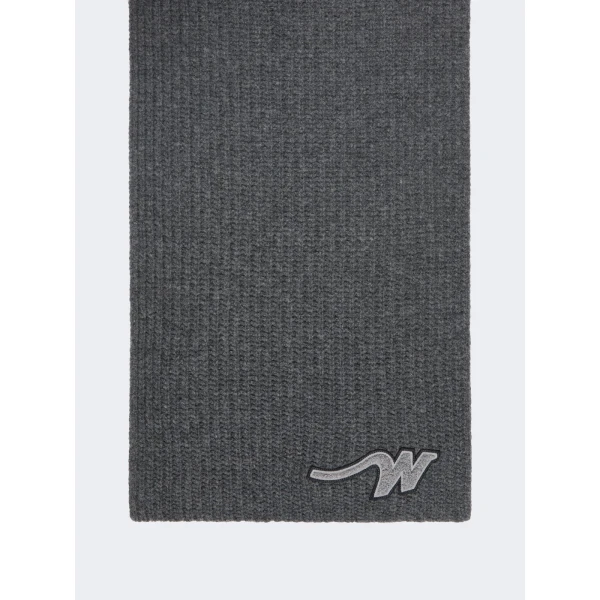 Max Mara Ribbed Wool Yarn Scarf in Dark Grey | Scarves | Luxury Shoes 