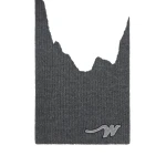 Max Mara Ribbed Wool Yarn Scarf in Dark Grey | Scarves | Luxury Shoes 