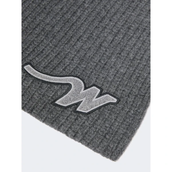 Max Mara Ribbed Wool Yarn Scarf in Dark Grey | Scarves | Luxury Shoes 