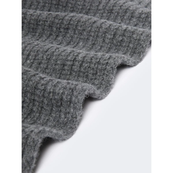 Max Mara Ribbed Wool Yarn Scarf in Dark Grey | Scarves | Luxury Shoes 