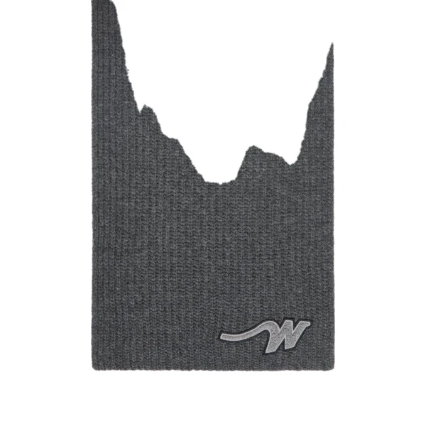 Max Mara Ribbed Wool Yarn Scarf in Dark Grey | Scarves | Luxury Shoes 