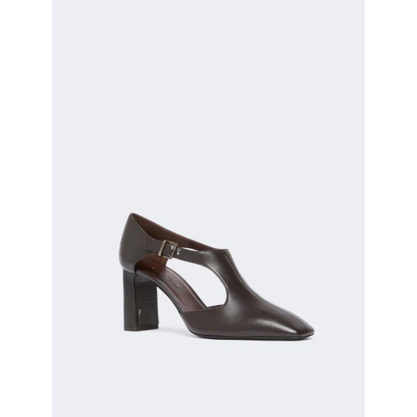 Max Mara Ribelle Nappa Leather Cut-Out Brogues in Dark Brown | Flats | Luxury Shoes 