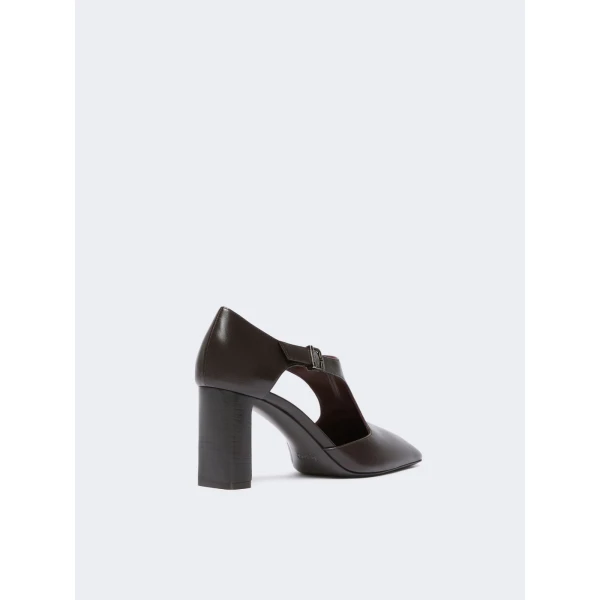 Max Mara Ribelle Nappa Leather Cut-Out Brogues in Dark Brown | Flats | Luxury Shoes 