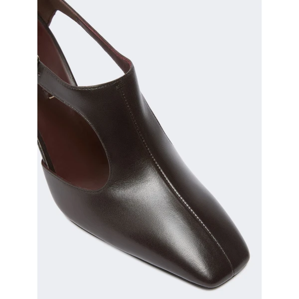 Max Mara Ribelle Nappa Leather Cut-Out Brogues in Dark Brown | Flats | Luxury Shoes 