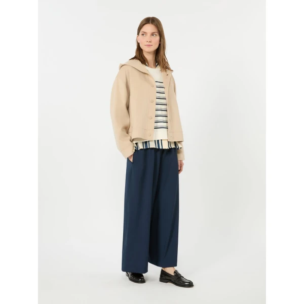 Max Mara Ridente Hooded Double Wool Jacket in Sand | Jackets | Luxury Shoes 