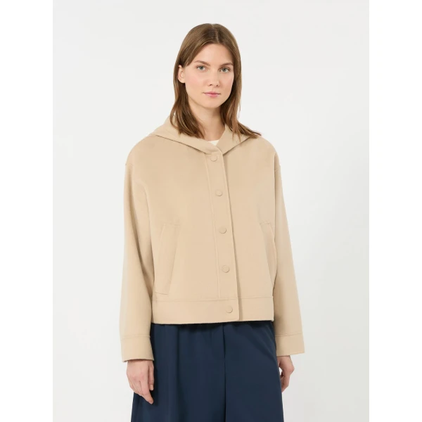 Max Mara Ridente Hooded Double Wool Jacket in Sand | Jackets | Luxury Shoes 
