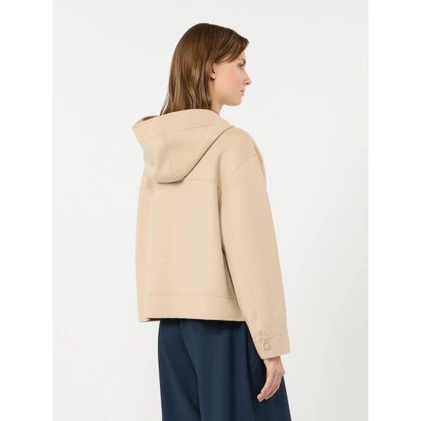 Max Mara Ridente Hooded Double Wool Jacket in Sand | Jackets | Luxury Shoes 