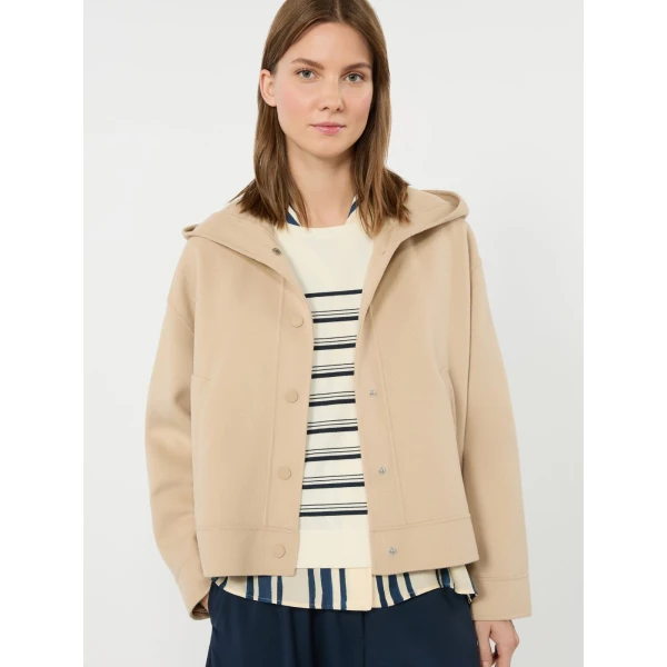 Max Mara Ridente Hooded Double Wool Jacket in Sand | Jackets | Luxury Shoes 