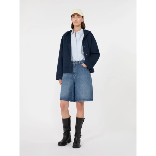 Max Mara Ridente Hooded Double Wool Jacket in Ultramarine | Jackets | Luxury Shoes 