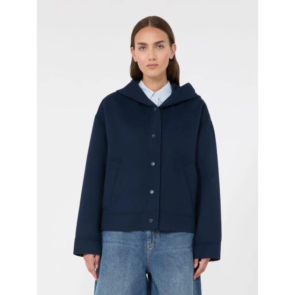 Max Mara Ridente Hooded Double Wool Jacket in Ultramarine | Jackets | Luxury Shoes 