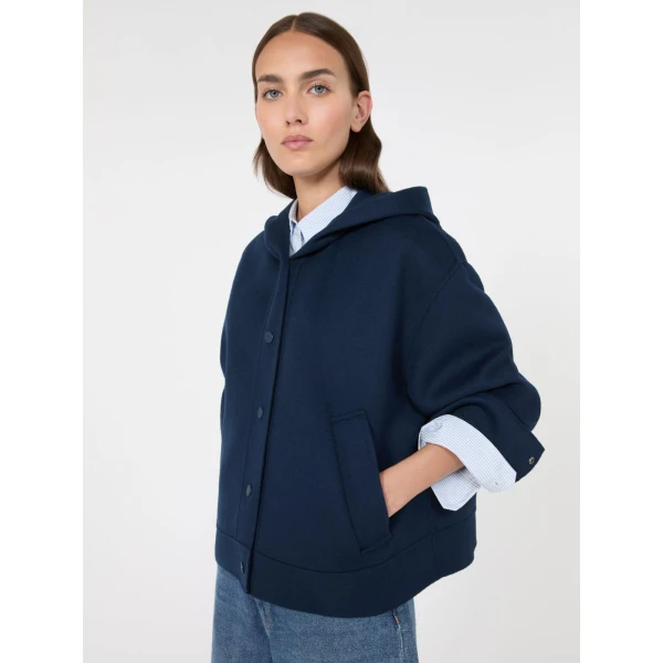 Max Mara Ridente Hooded Double Wool Jacket in Ultramarine | Jackets | Luxury Shoes 