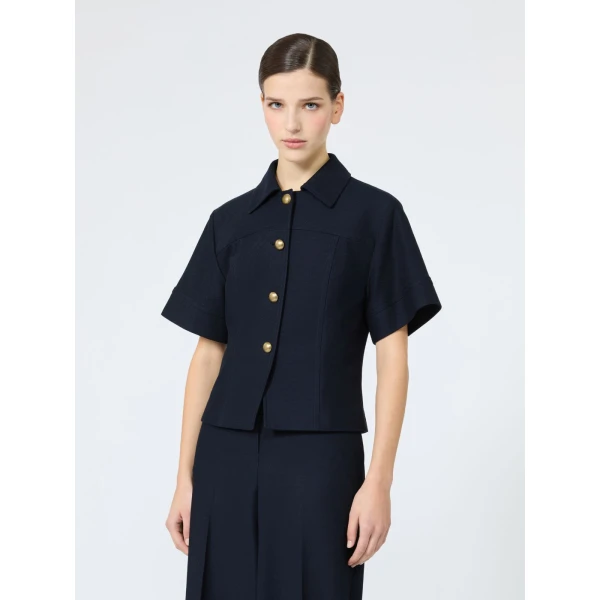 Max Mara Risorsa Cotton Jersey Jacket in Ultramarine | Blazers | Luxury Shoes 