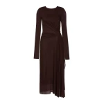Max Mara Ritmo Viscose Crepe Jersey Gauze Dress in Dark Brown | Maxi Dresses | Luxury Shoes 