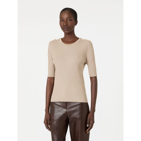 Max Mara Riviera Ribbed Wool Jumper in Beige | Sweaters | Luxury Shoes 