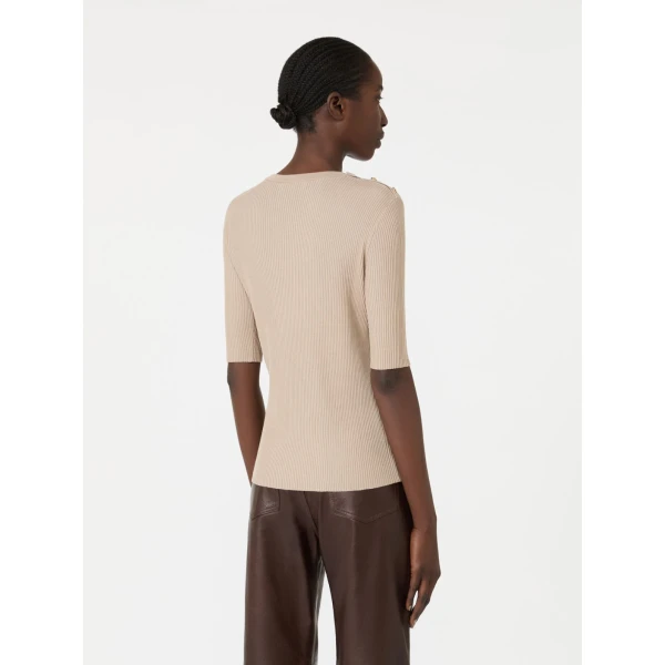Max Mara Riviera Ribbed Wool Jumper in Beige | Sweaters | Luxury Shoes 