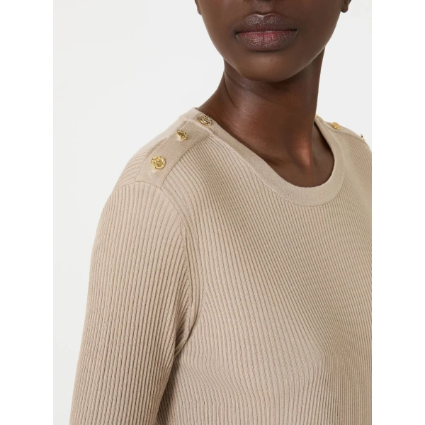 Max Mara Riviera Ribbed Wool Jumper in Beige | Sweaters | Luxury Shoes 