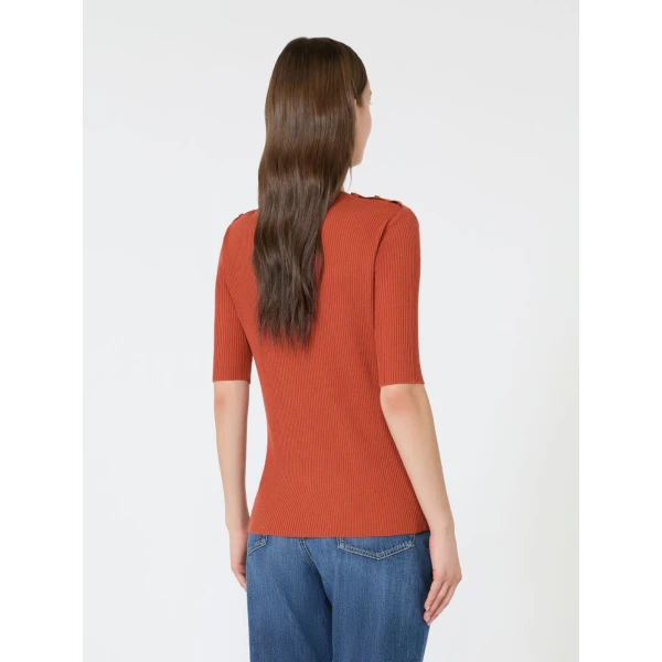 Max Mara Riviera Ribbed Wool Jumper in Orange | Sweaters | Luxury Shoes 