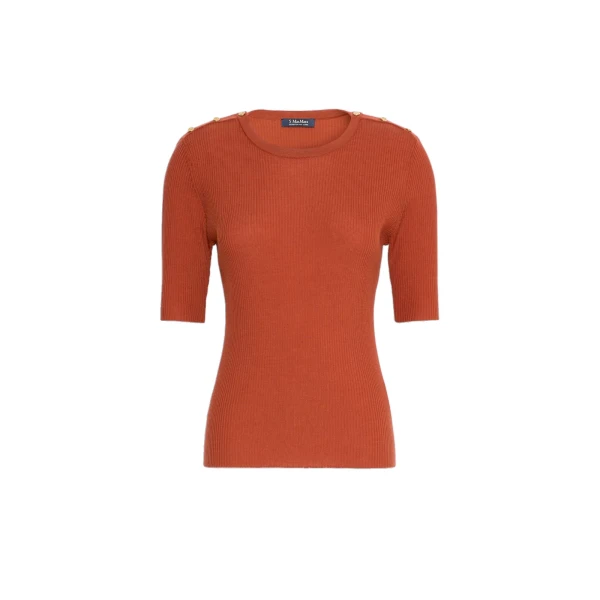 Max Mara Riviera Ribbed Wool Jumper in Orange | Sweaters | Luxury Shoes 