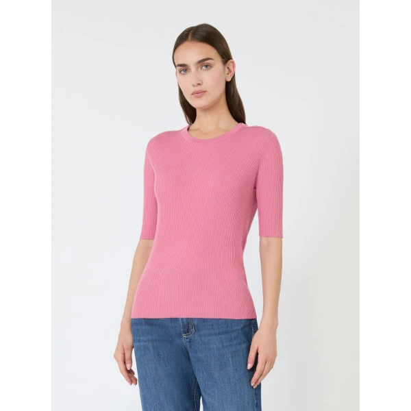 Max Mara Riviera Ribbed Wool Jumper in Pink | Sweaters | Luxury Shoes 