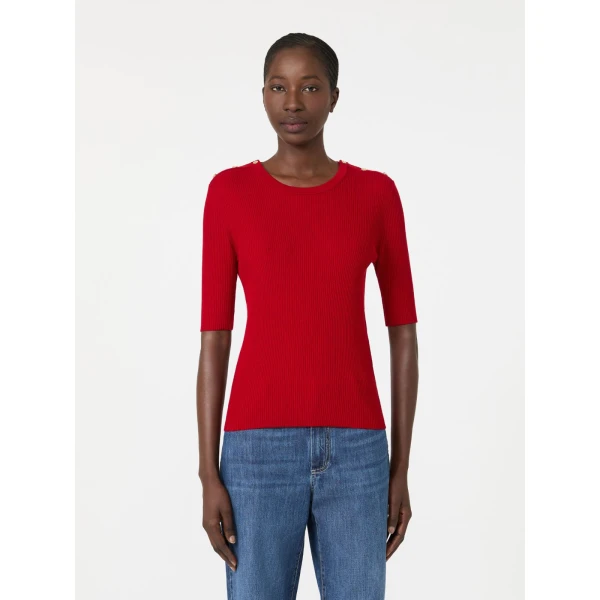 Max Mara Riviera Ribbed Wool Jumper in Red | Sweaters | Luxury Shoes 