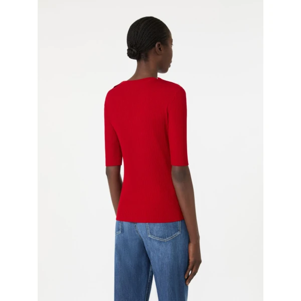 Max Mara Riviera Ribbed Wool Jumper in Red | Sweaters | Luxury Shoes 