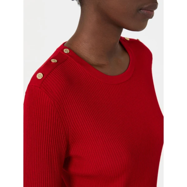 Max Mara Riviera Ribbed Wool Jumper in Red | Sweaters | Luxury Shoes 
