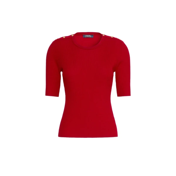 Max Mara Riviera Ribbed Wool Jumper in Red | Sweaters | Luxury Shoes 