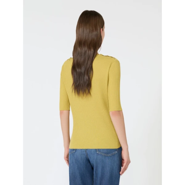 Max Mara Riviera Ribbed Wool Jumper in Yellow | Sweaters | Luxury Shoes 
