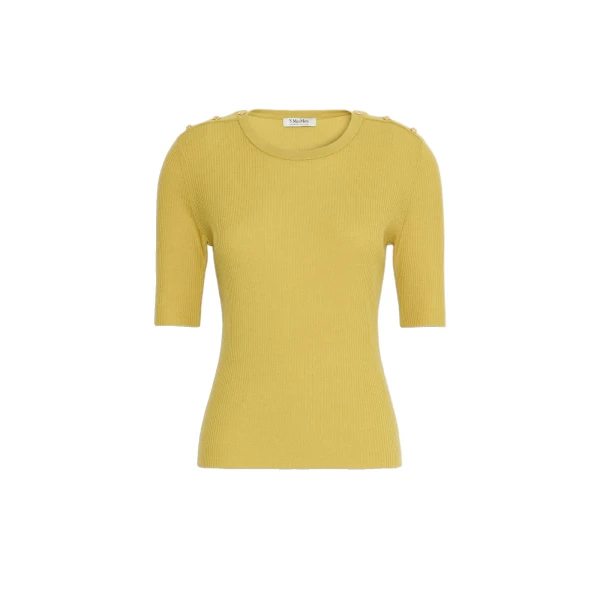 Max Mara Riviera Ribbed Wool Jumper in Yellow | Sweaters | Luxury Shoes 