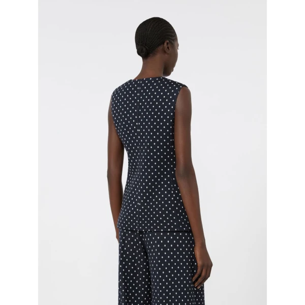 Max Mara Rivolo Polka Dot Wool and Viscose Jersey Waistcoat in Ultramarine | Vests | Luxury Shoes 