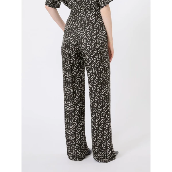 Max Mara Romana Printed Silk Twill Trousers in Black and White | Tailored pants | Luxury Shoes 