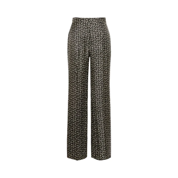 Romana Printed Silk Twill Trousers in Black and White